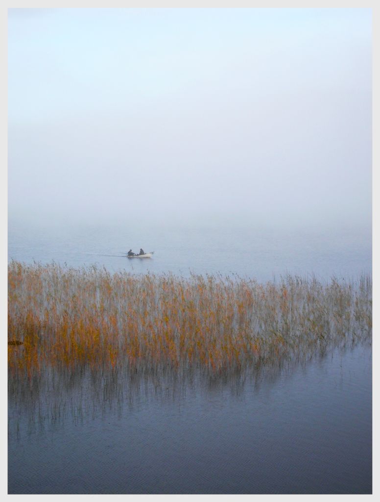 Zwei Angler im Nebel